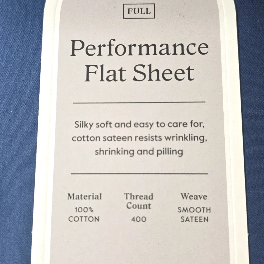 Threshold Full 400 Thread Count Performance Flat Sheet Metallic Blue